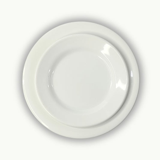 DineLux white melamine plates set double glazed dinner collection.