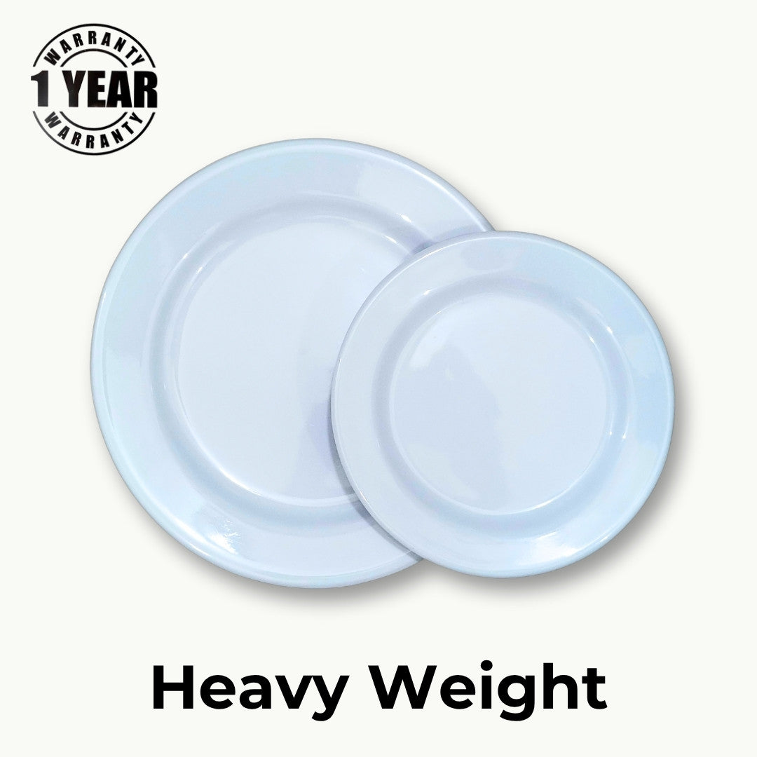 Premium DineLux imported white melamine dinner plate for serving.