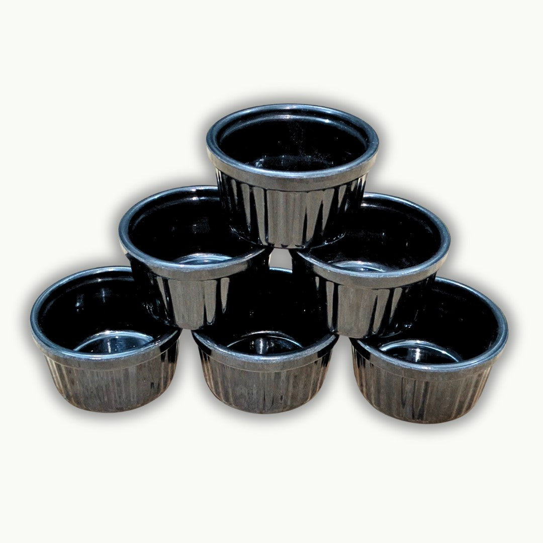 Black melamine double glazed dip ramekins for sauces and chutney