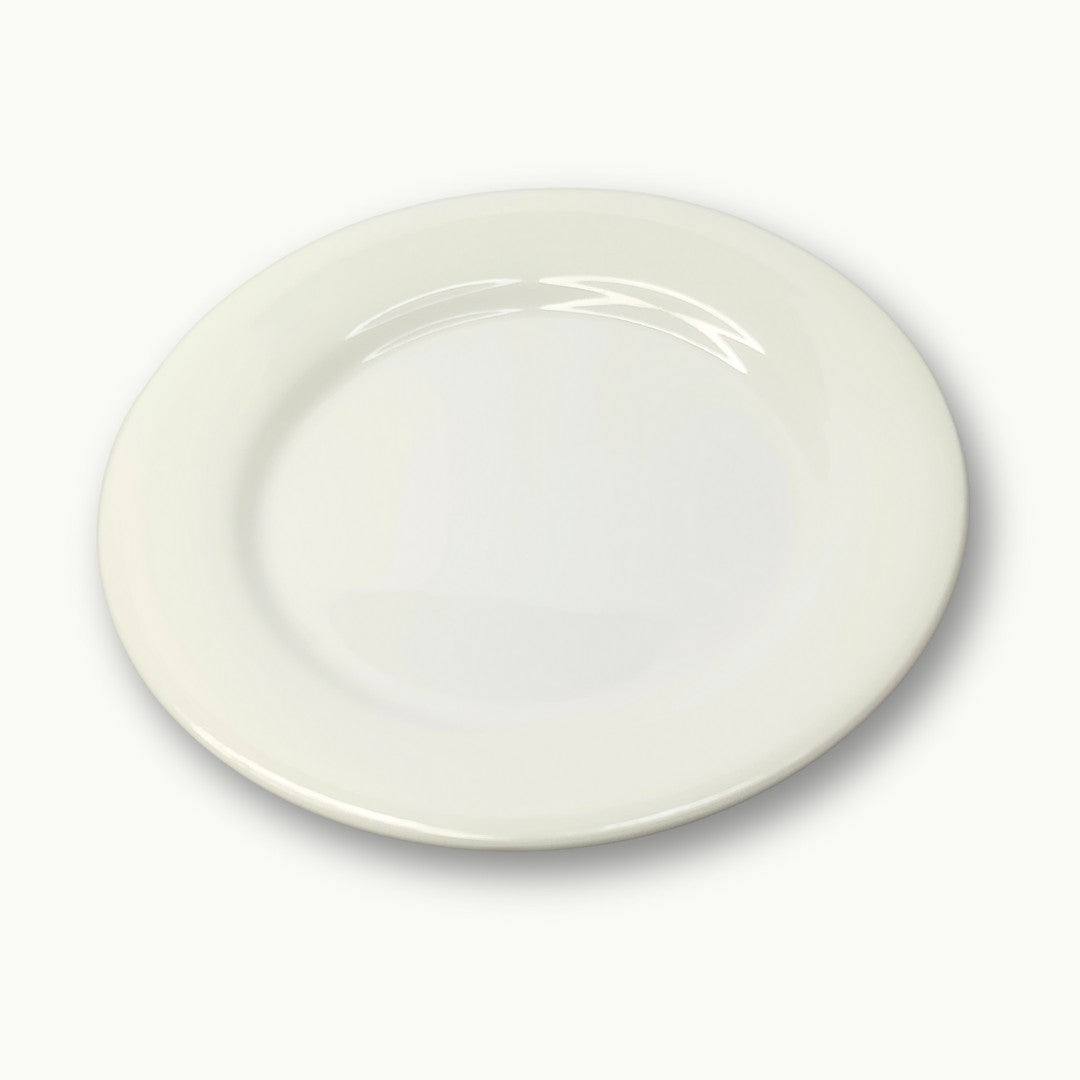 DineLux small white melamine quarter plate for rice serving.