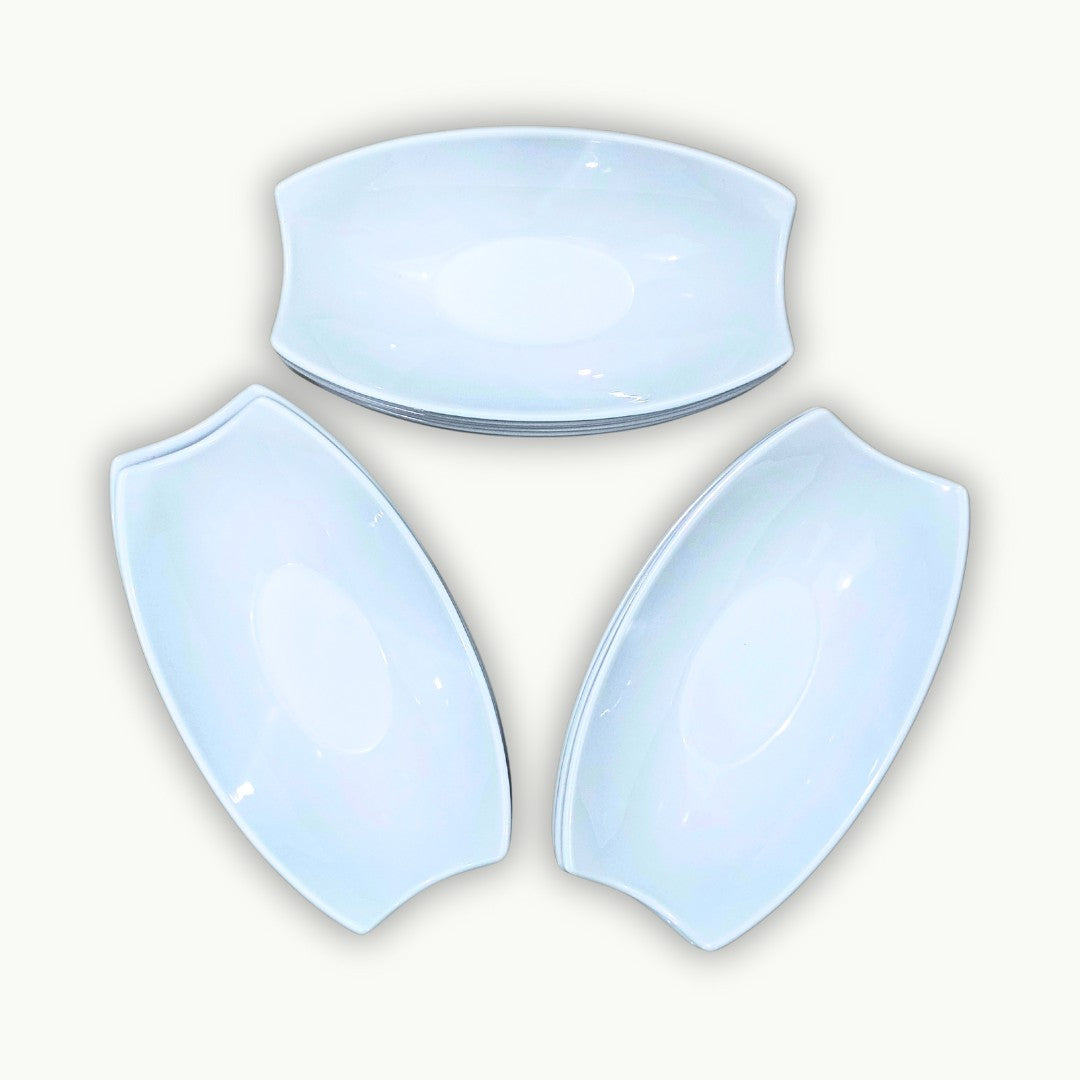 Durable double glazed white melamine pasta bowl set