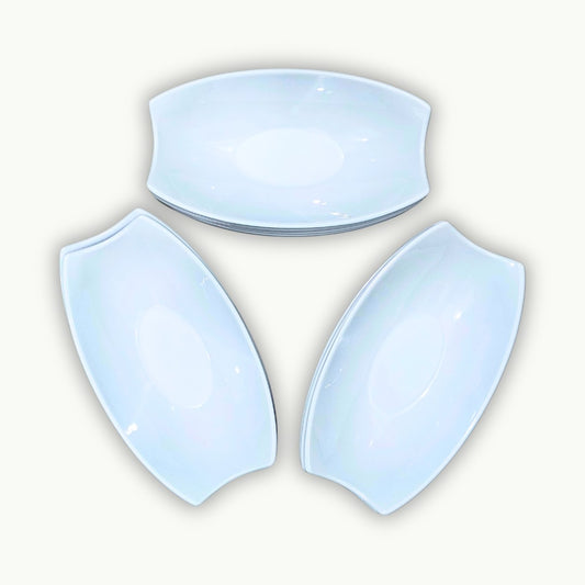 Durable double glazed white melamine pasta bowl set