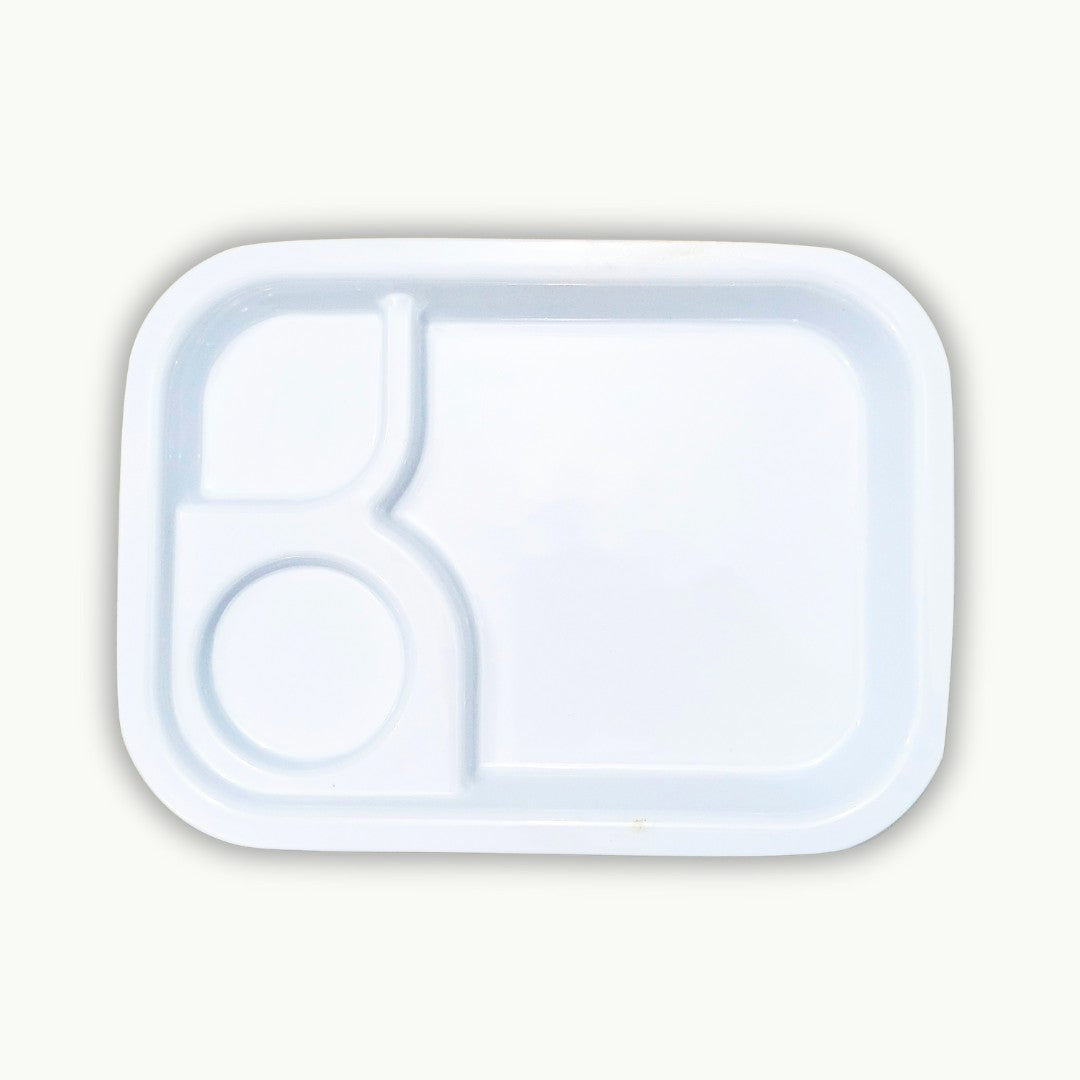 DineLux white melamine burger serving tray for fast food