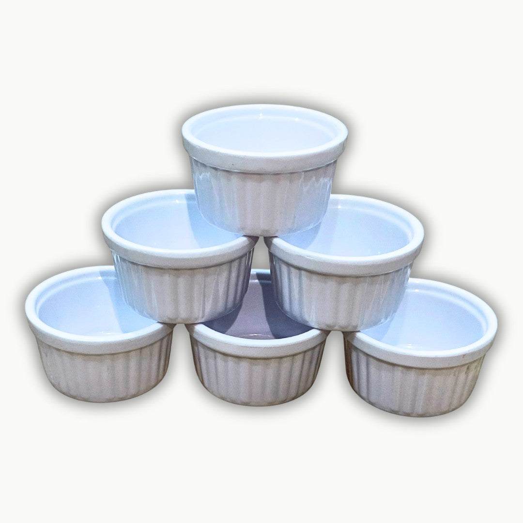 White melamine double glazed dip ramekins for dips and snacks