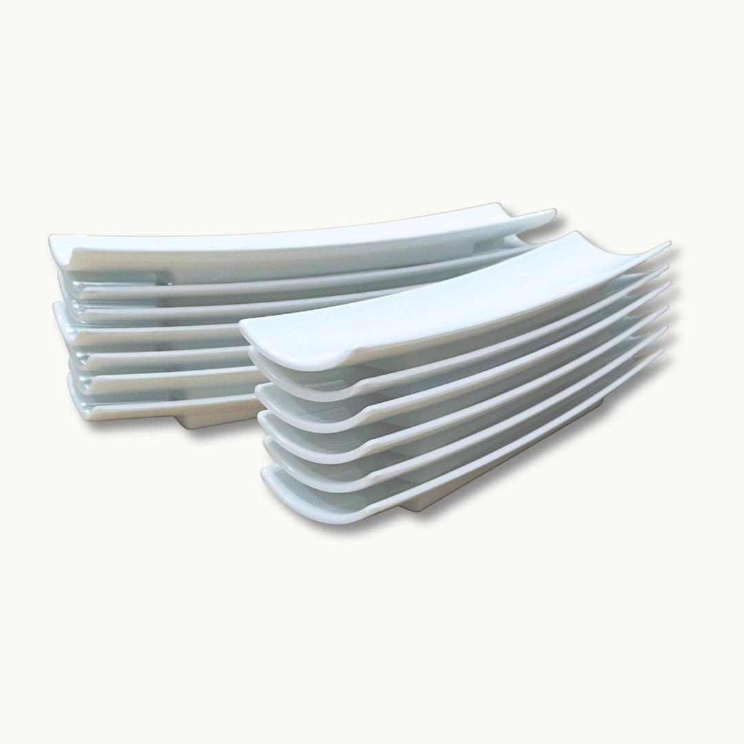 White melamine kabab serving tray for salad and snacks.