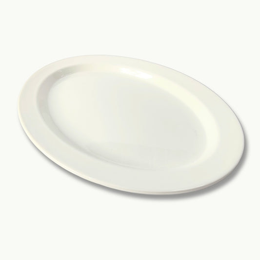 DineLux white melamine oval rice serving dish double glazed