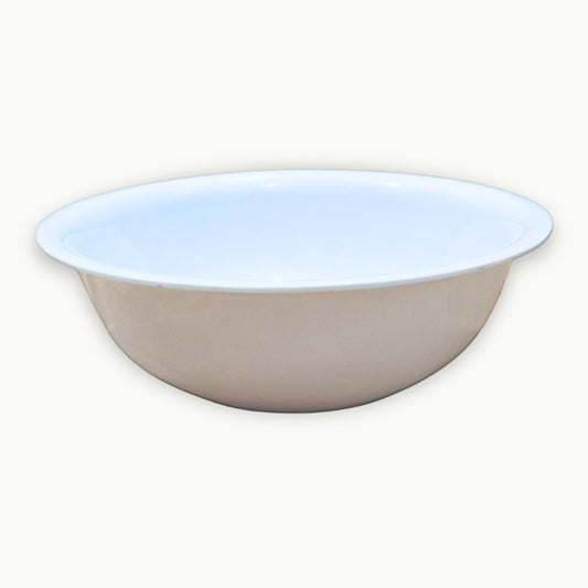 DineLux white melamine open serving bowl round double glazed.