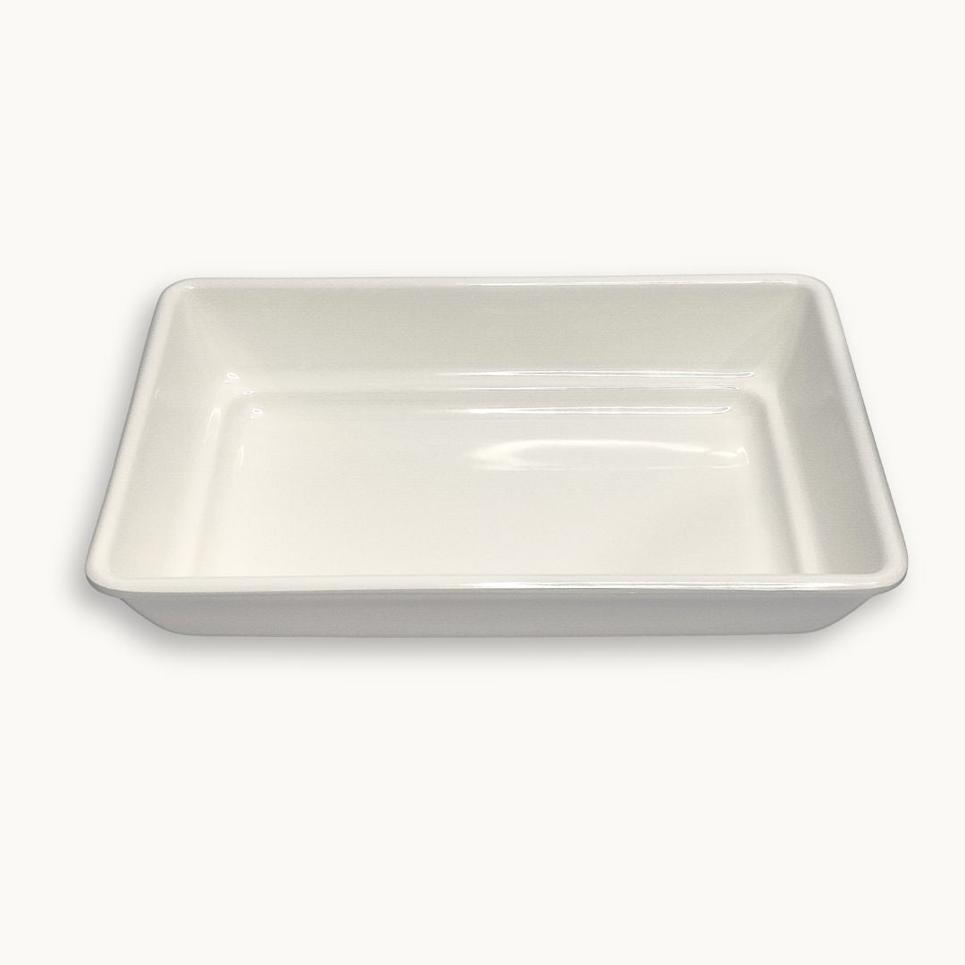 White melamine double glazed serving platter for rice and curry