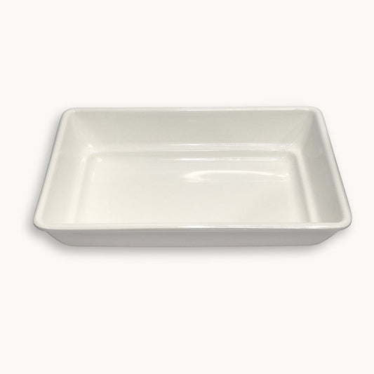 White melamine double glazed serving platter for rice and curry